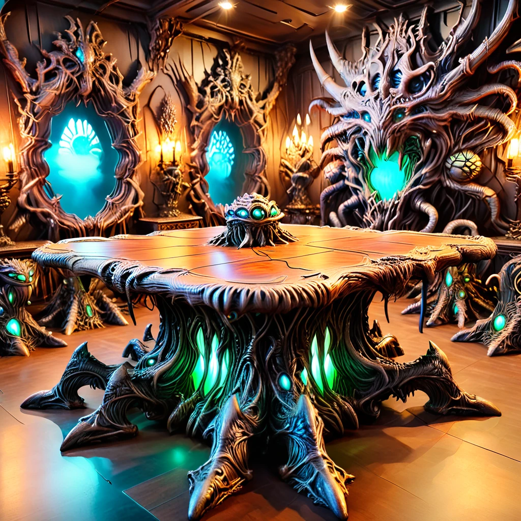 monsterworld, masterpiece,high resolution,detail,
table,room,interior,glow,
 <lora:monster_world-xl-10:0.8>