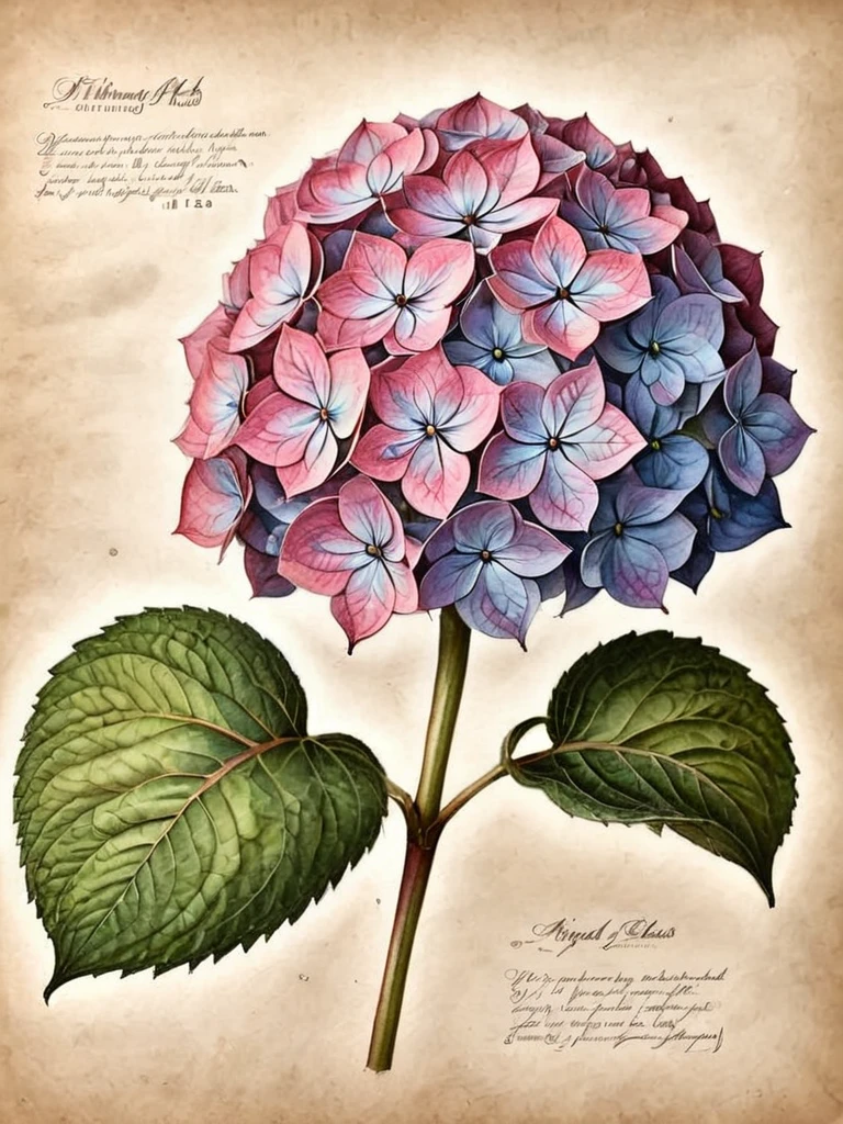 detailed, hydrangea flower head by ingrid-elias-style, botanical art, on parchment<lora:ingrid_elias_style:0.8> <lora:ParchartXL_CODA:1>