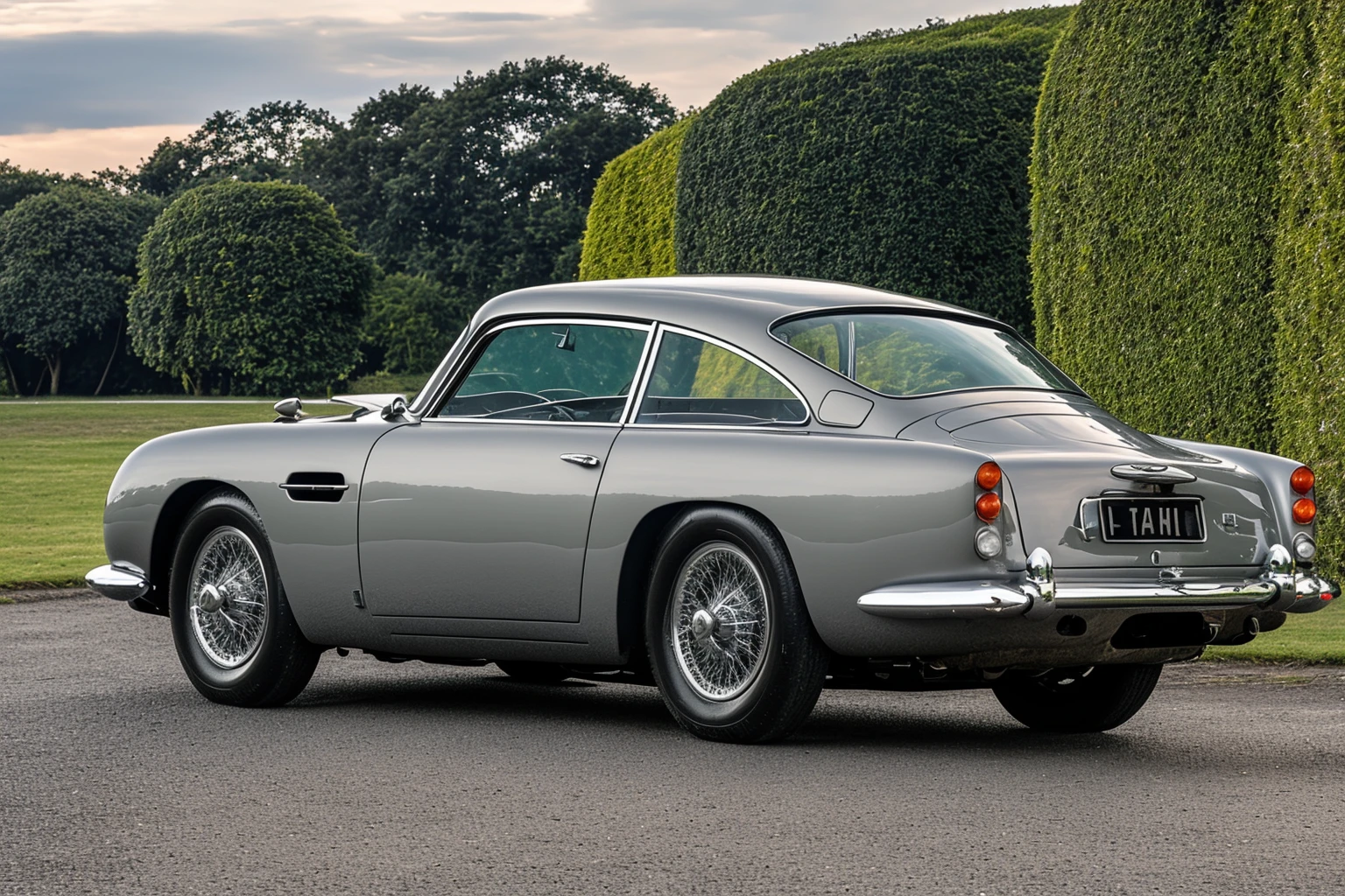 astonmartindb5, ground vehicle, car, vehicle focus, no humans, high detail photography, sharp focus