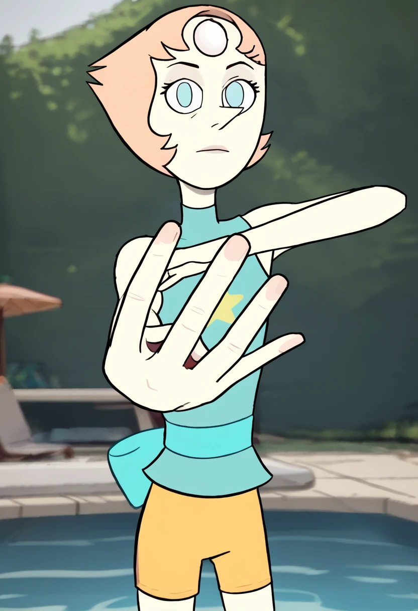 score_9, score_8_up, score_8,
<lora:Holding_Up_4_Fingers:0.7> holding up 4 fingers, 4f1ng3rs, pose
outdoors, swimming pool, <lora:Pearl_Steven_Universe_COMMISSION:0.8> peach hair, pearl, 1girl, forehead jewel, short hair, solo, sleeveless, shorts, blue eyes, star (symbol)