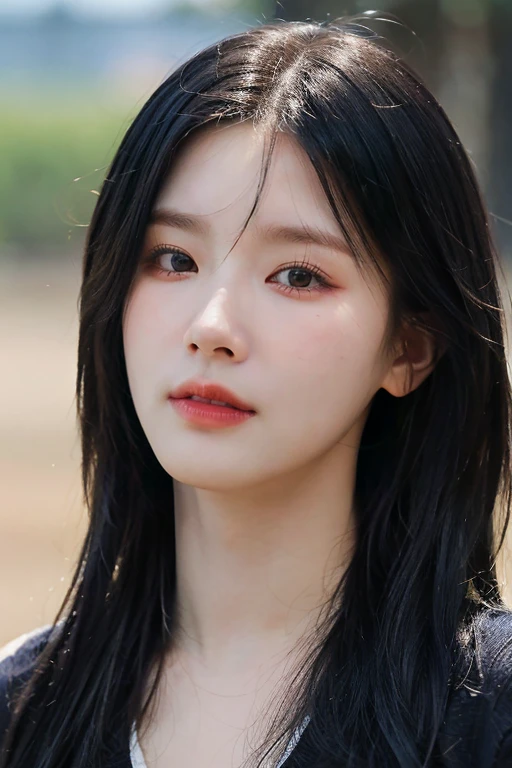 masterpiece, best quality, ultra-detailed, ultra high res, (photorealistic:1.4), raw photo, (realistic:0.2), 8k HDR, realistic lighting, 1girl, solo,  asymmetrical hair, outdoors, bokeh, (detailed lips), (detailed pores), (detailed skin textures), (detailed face:1.2), (upper body:1.3), cardigans,