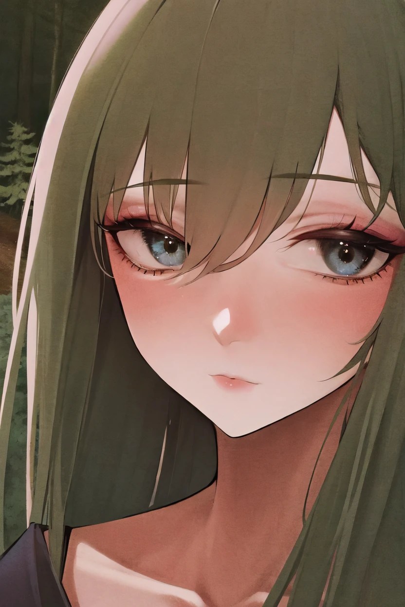 1girl, goth, (close up:1.08), (collarbone:0.92), (eyeshadow:0.9), forest, (embarrassed:0.81), masterpiece, best quality, extreme finely detailed eyes,general,safe
masterpiece, newest, absurdres,very aesthetic