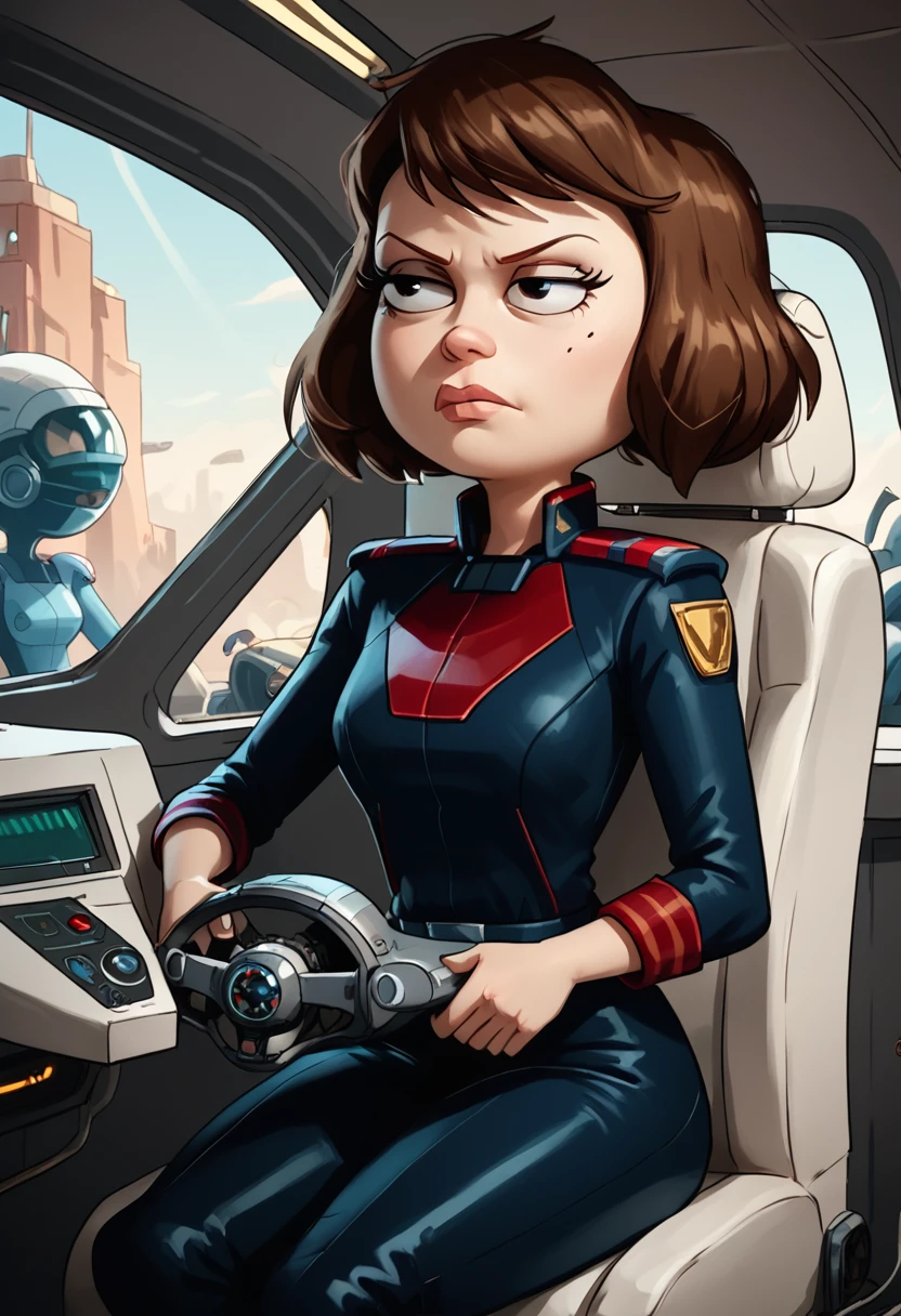 score_9, score_8_up, score_8,    <lora:Tamantha_Guterman_aka._Tammy_Rick_and_Morty_for_PonyXL:0.8> 1girl, t4mmy, brown hair, short hair, sitting in cockpit, window,  scowl, uniform, spaceship,