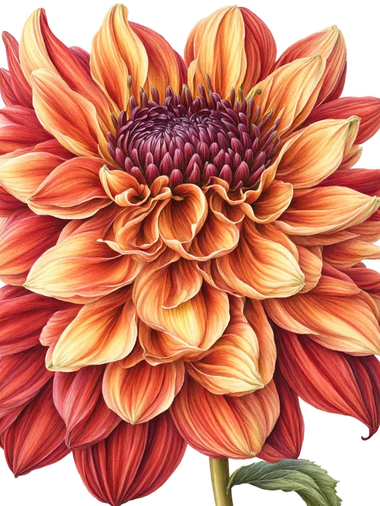 detailed, dahlias flower head by ingrid-elias-style, botanical art, white background<lora:ingrid_elias_style:1.0>