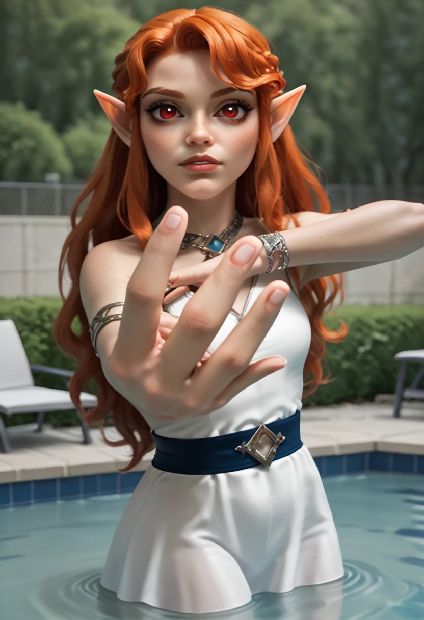 score_9, score_8_up, score_8,    
 <lora:Holding_Up_4_Fingers:0.7> holding up 4 fingers, 4f1ng3rs, pose
outdoors, swimming pool,    <lora:lenore:0.8> lenore, 1girl, long hair, red eyes, solo, looking at viewer, jewelry, pointy ears, orange hair, dress