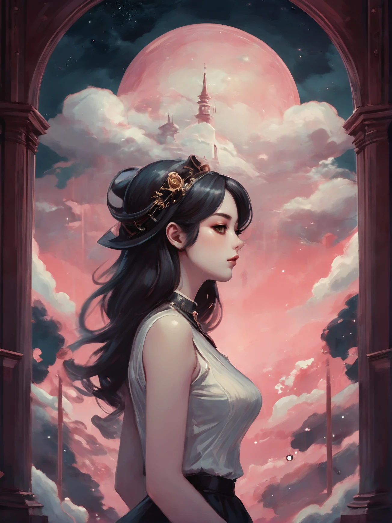 digital painting, anime, victorian data archive in a Occult fantasy cloud metropolis outside of the universe, masterpiece<lora:EnvyDesireXL01:1.0>