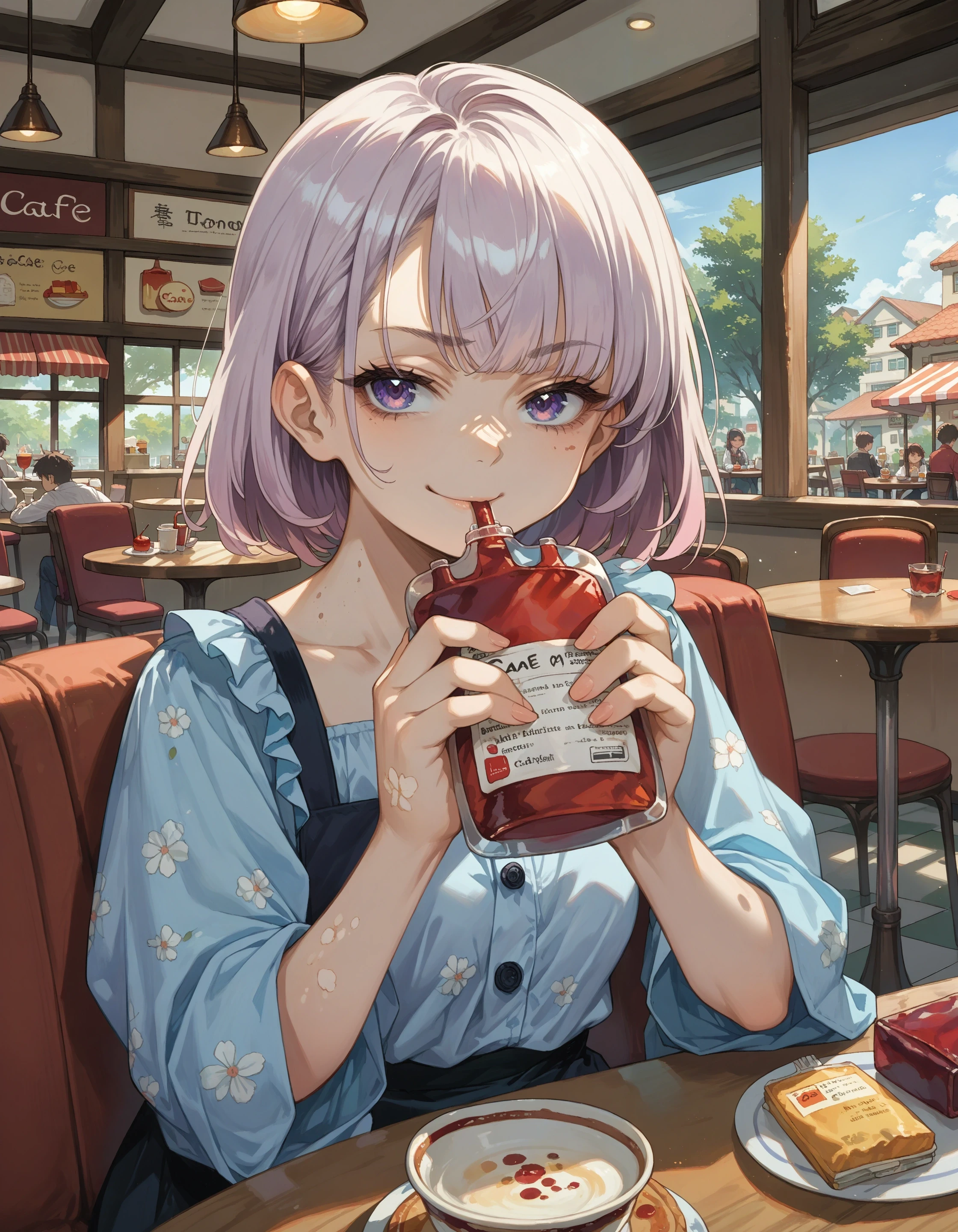 Blood Bag Drinking (Animagine & Pony) xl/animagine