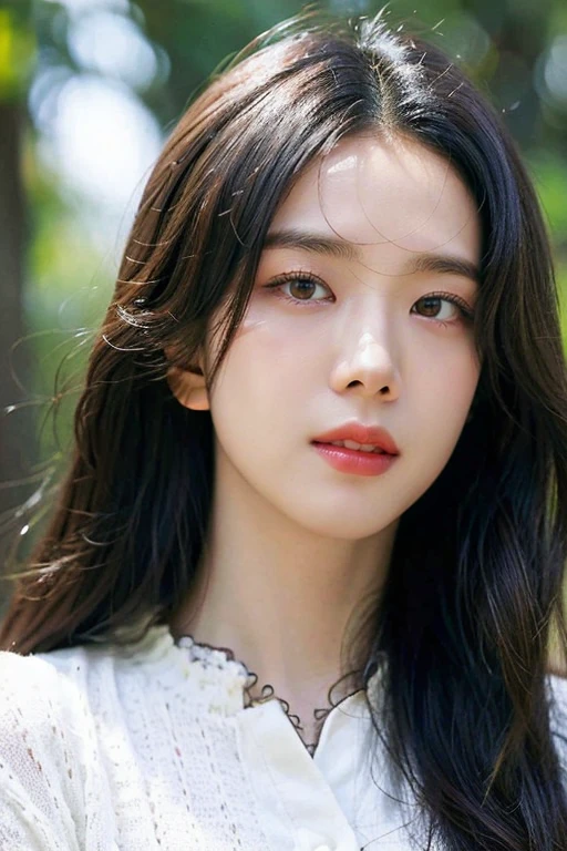 masterpiece, best quality, ultra-detailed, ultra high res, (photorealistic:1.4), raw photo, (realistic:0.2), 8k HDR, realistic lighting, 1girl, solo, asymmetrical hair, outdoors, bokeh, (detailed lips), (detailed pores), (detailed skin textures), (detailed face:1.2), (upper body:1.3), cardigans,
