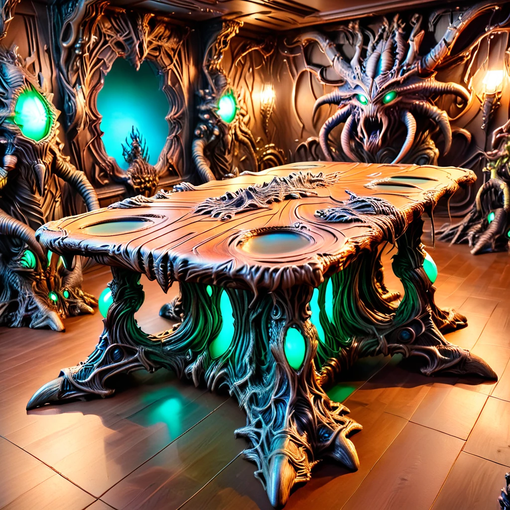 monsterworld, masterpiece,high resolution,detail,
table,room,interior,glow,
 <lora:monster_world-xl-10:0.8>