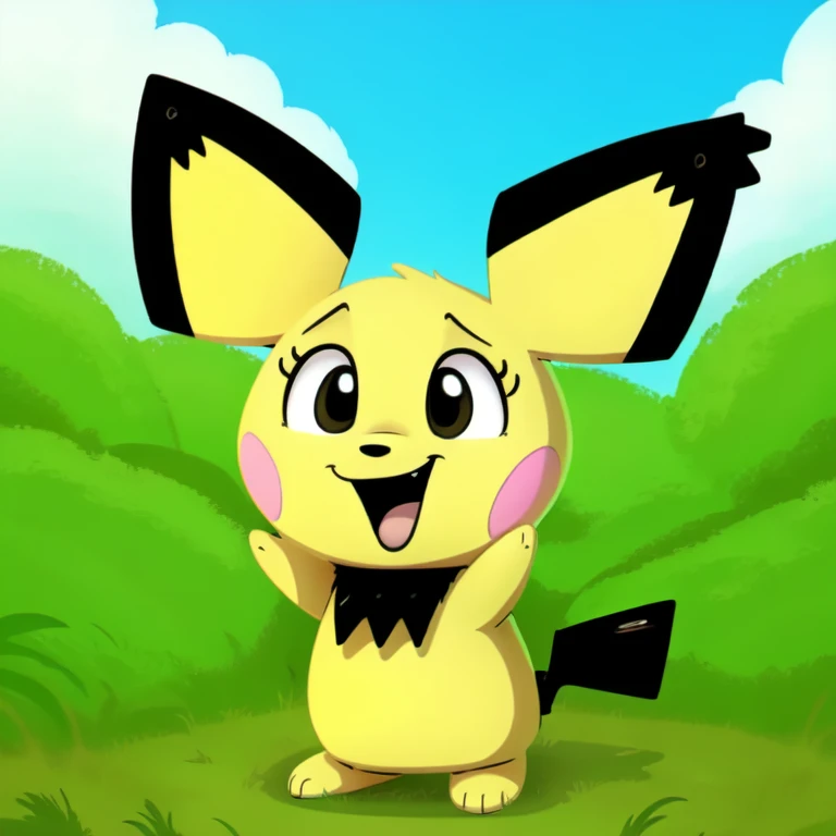 (feral), solo, Pichu, <lora:Pichu-09>, looking_at_viewer, outdoorsBREAKby shoutingisfun