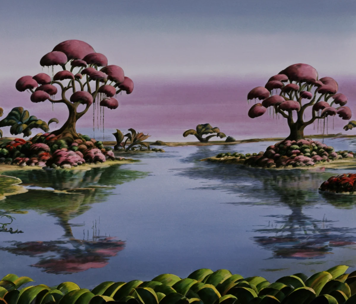 masterpiece,high resolution,8k,
fantasticplanet,scenery,landscpae,water,cloud,tree,plants,
 ,<lora:fantasticplanet-xl:0.8>,