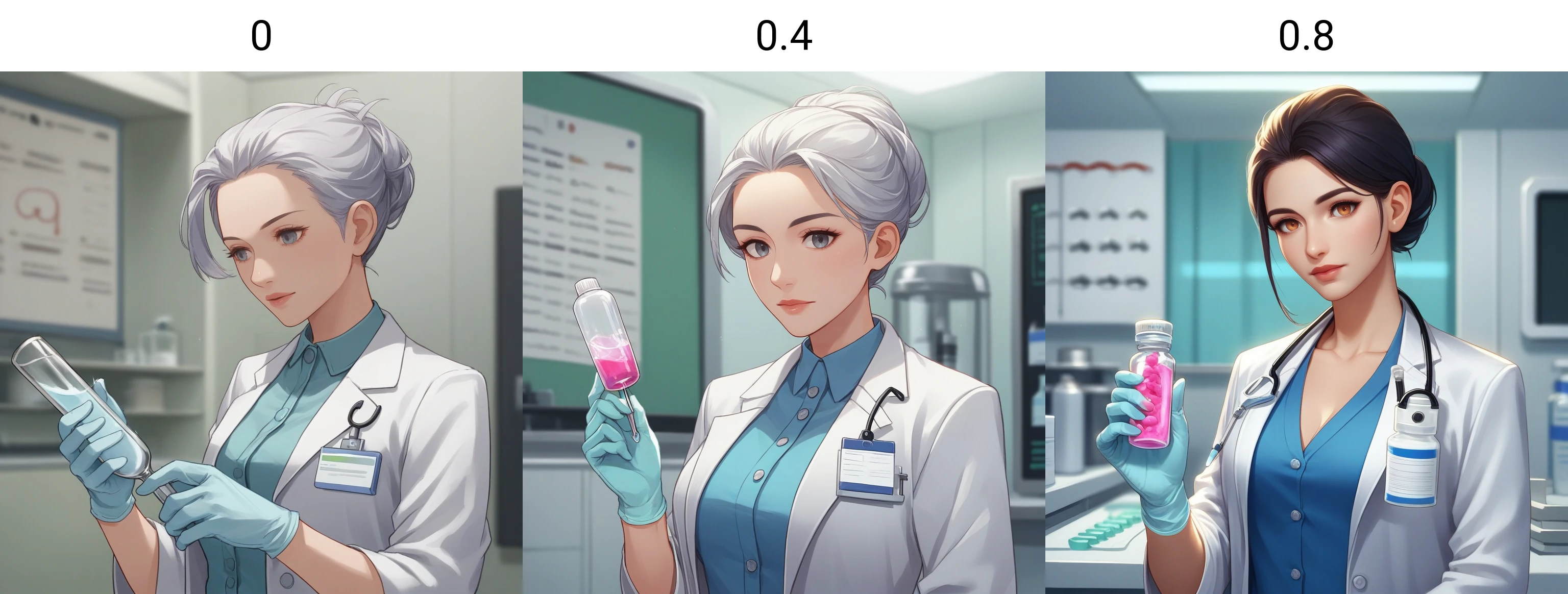 score_9, score_8_up, score_7_up, score_6_up, score_5_up, score_4_up, zPDXL2,source_anime,rating_questionable, 1girl, bust shot, doctor, labcoat, medical gloves, holding pill bottle,pill bottle, <lora:Medicine_Pills:0> standing, laboratory