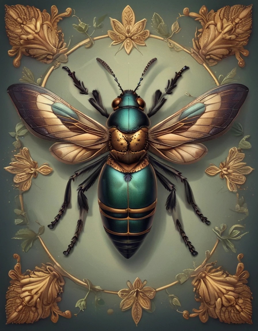 overhead view of a symmetrical insect with wings <lora:novuschroma17 style:1> novuschroma17 style