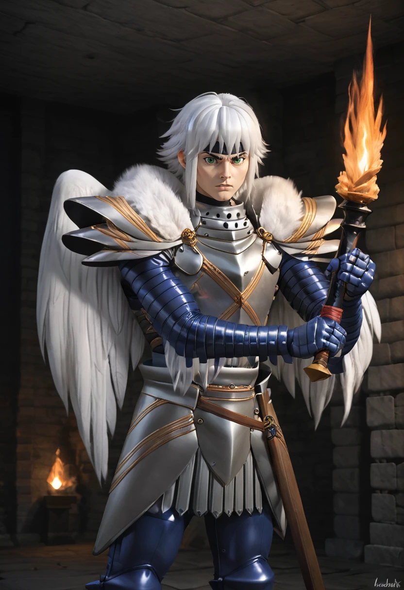 score_9, score_8_up, score_8,    <lora:Balmung_DotHack_for_PonyXl:0.8> 1boy, b4lmung, wings, male focus, armor, white hair, green eyes, solo, headband, holding sword, fighting pose, dungeon, indoors, stone brick, torch,