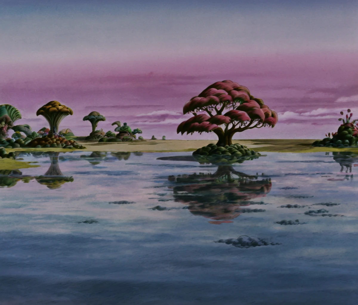 masterpiece,high resolution,8k,
fantasticplanet,scenery,landscpae,water,cloud,tree,plants,
 ,<lora:fantasticplanet-xl:0.8>,