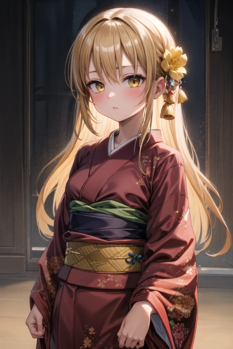 (best quality, masterpiece, RAW photo,ultra-detailed:1.2), 1girl, solo,
kimono, hair ornament, yellow eyes, blonde hair,
<lora:sakuraprin-10:0.7:lbw=ALL>