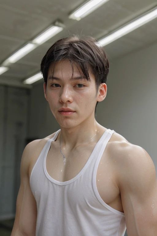 edwardcandra, face, lips, tank top, portrait, male focus, muscular, oily, shiny_skin, sweaty, shiny skin, glistening skin (absurdres, highres, ultra detailed),((masterpiece)), ((best quality:1.1)), High Resolution, 8k,1boy, (photorealistic:1.4), 4k, high quality, realistic, mature male <lora:edward-000008:1> <lora:NSFWFilter:-1> <lora:oil2.0_2-512-64:0.8>