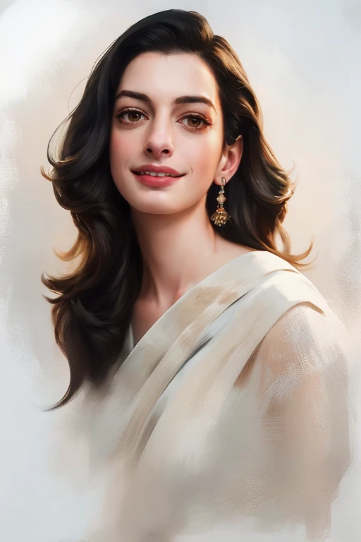 portrait of Anne Hathaway, smudge painting, ultra sharp, smudge, painting, small brush strokes, masterpiece, best quality, 8k <lora:smudge painting:1>