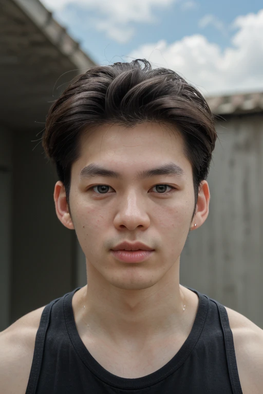 edwardcandra, face, portrait, male focus, black hair, muscular, sleeveless, latex shirt, (absurdres, highres, ultra detailed),((masterpiece)), ((best quality:1.1)), High Resolution, 8k,1boy, (photorealistic:1.4), 4k, high quality, realistic, mature male, looking at viewer <lora:edward:0.9>