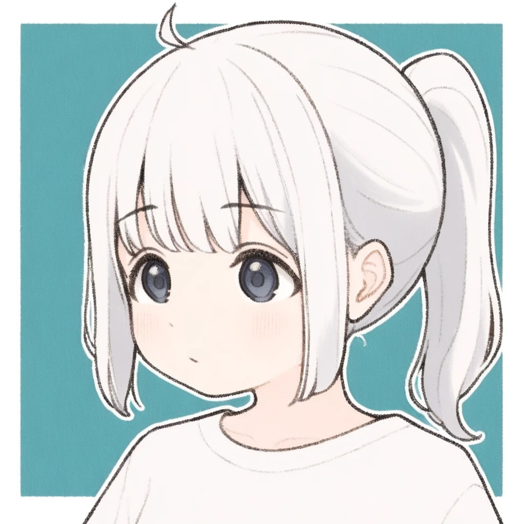 1girl, cutepainting, White hair, ponytail