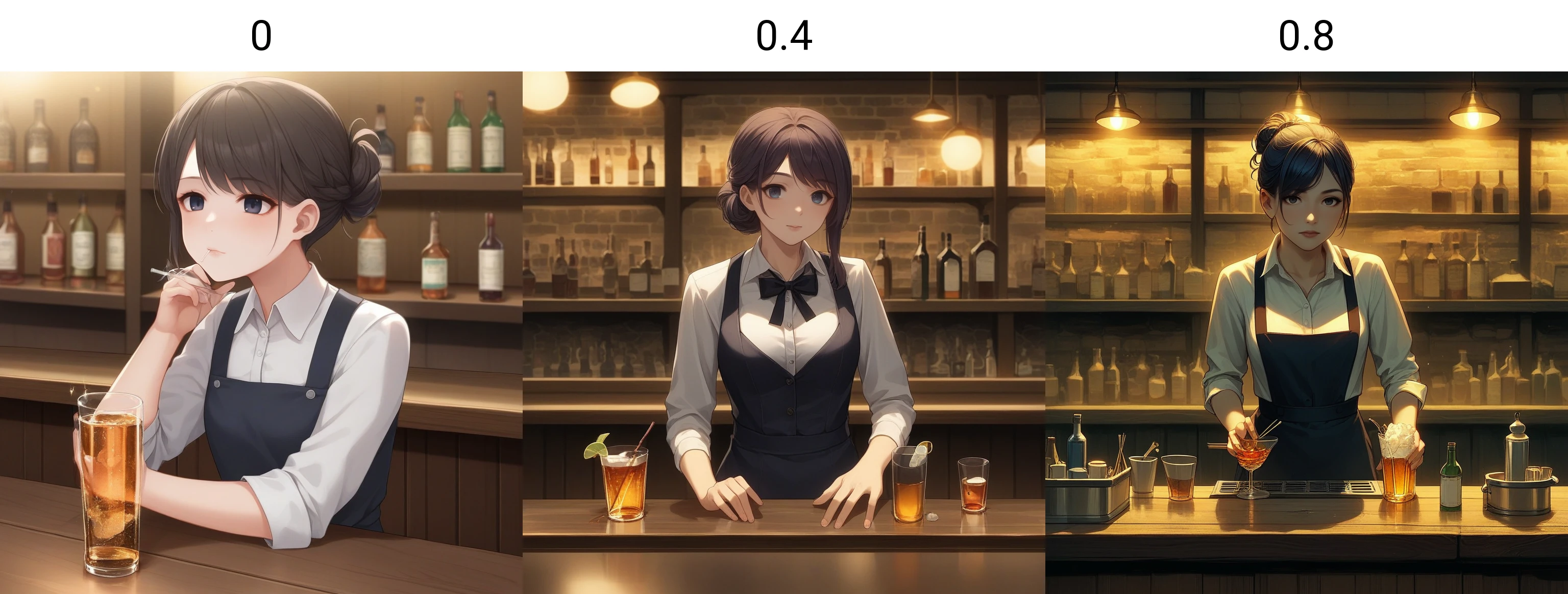 score_9, score_8_up, score_7_up, score_6_up, score_5_up, score_4_up, zPDXL2,source_anime,rating_questionable, 1girl, solo, bartender <lora:Speakeasy__Jazz_Bar:0>sp3akeasy, bar (place), bottle, drinking glass, indoors, alcohol