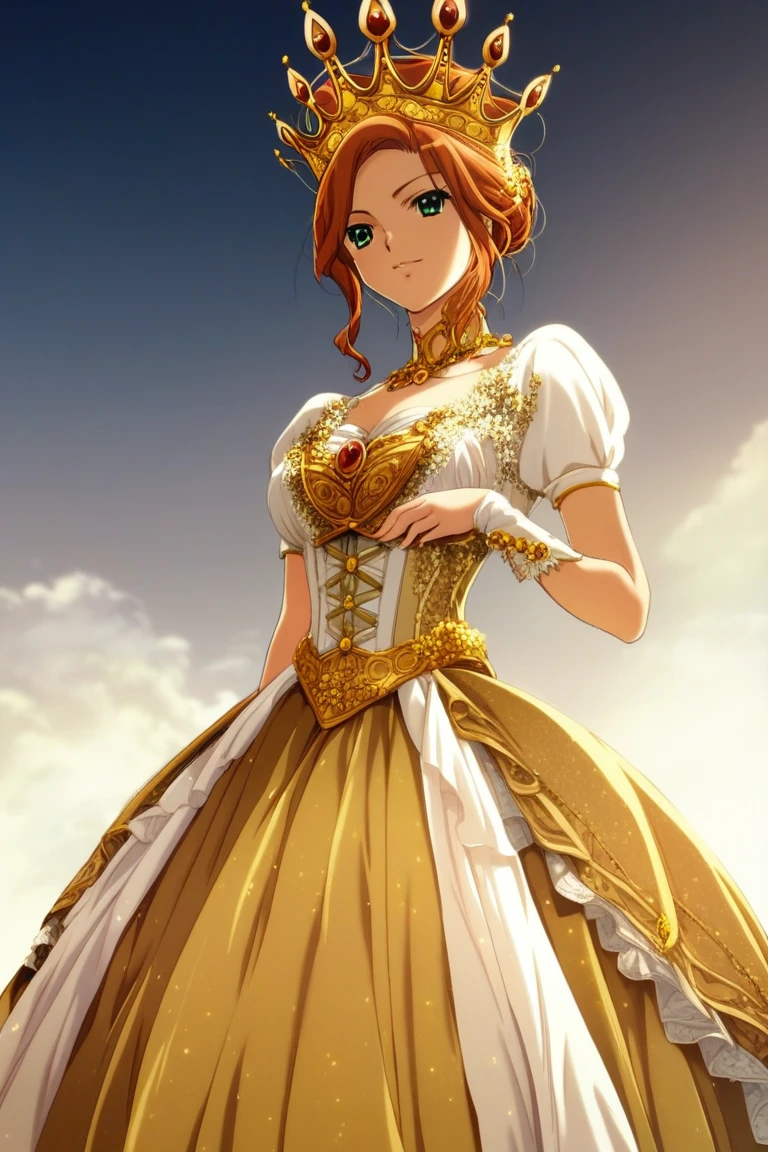 score_9, score_8_up, score_7_up, best quality, masterpiece, absurdes, ADDCOMM (1girl, solo, historical, renaissance:1.1) queen, crown, royal dress, ornate background, gold accents, soft lighting



  ,ikeda_shouko_style