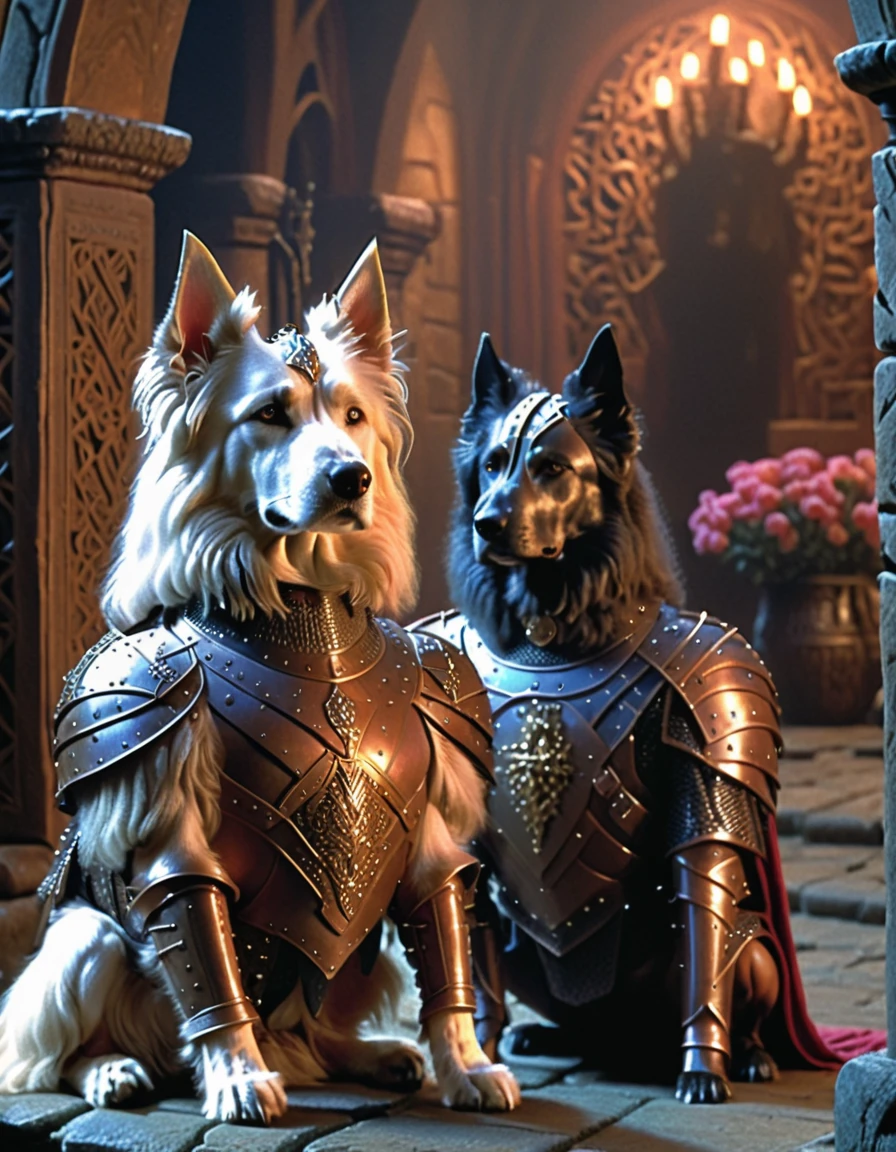 cinematic still 80sdarkfantasylora, 1dog, armor . emotional, harmonious, vignette, 4k epic detailed, shot on kodak, 35mm photo, sharp focus, high budget, cinemascope, moody, epic, gorgeous, film grain, grainy, 80sdarkfantasylora, 1dog, armor, pretty, attractive, cinematic, stunning, highly detailed, intricate, rich charming, dynamic background, beautiful full color, worthy, vibrant, symmetry, thought original, romantic, glowing, light, complex, elegant, lovely, scenic, fancy, thoughtful, warm, energetic, hopeful, shiny, bright, clear