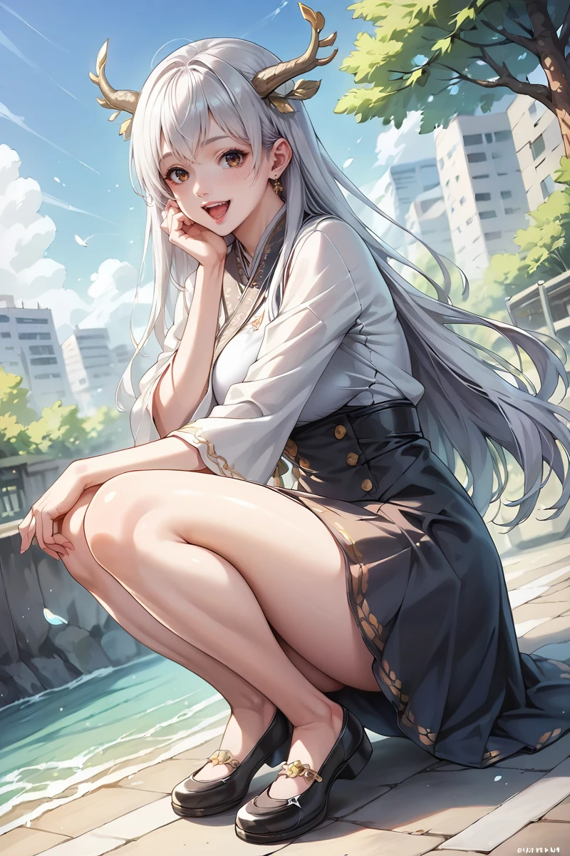 score_9,score_8_up,score_7_up,score_6_up,score_5_up,score_4_up BREAK source_anime,,henteng,1girl,angle,long hair,white hair,dress,riverside,squat,happy,<lora:shenteng-1:0.7>