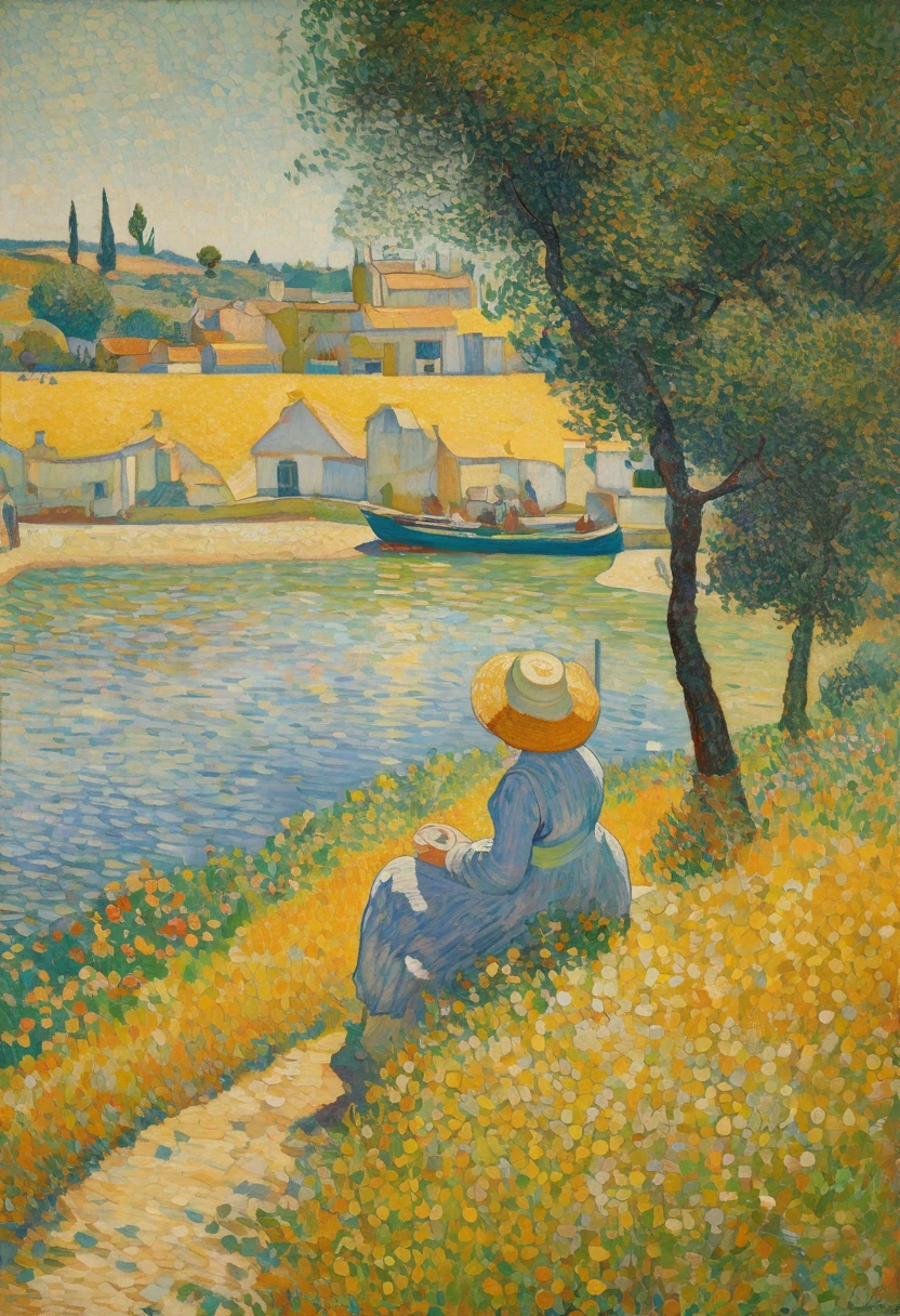 by James Sessions American painter, style of van gogh, french garden, a painting of a pier in the water, mediterranean landscape, pointillisme, italian beach scene, impressionism, nouveau art, a painting of boats on the beach, by André Derain, gustave loiseau, theatrical scenery, beside the river, portrait of morning coffee, a painting of a river in a field, vasily kandinsky, by Henri-Edmond Cross, stippling art, girl sitting in a flower field, french impressionism, inspired by Maurice Denis, spotlight on the singer, girl sitting in a flower field, by Maurice Denis
<lora:DotFusion-000006:1>