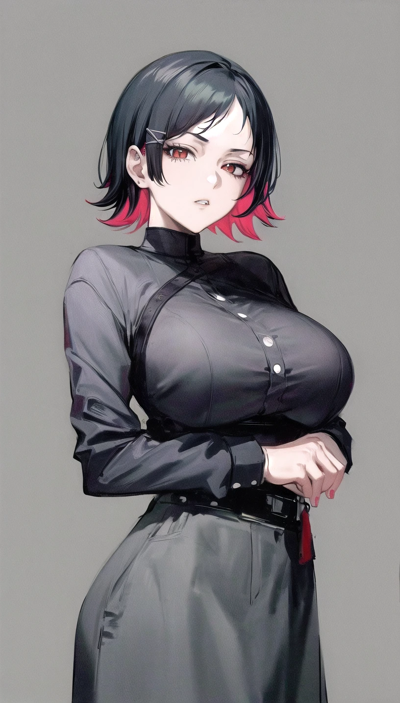 short hair,x_hairclip,
casual,
milf,lady,mature female,
(white background,simple background:1.18),
highres,official art,original,masterpiece,best quality,
(large breasts:0.8),
<lora:ellen1:1>