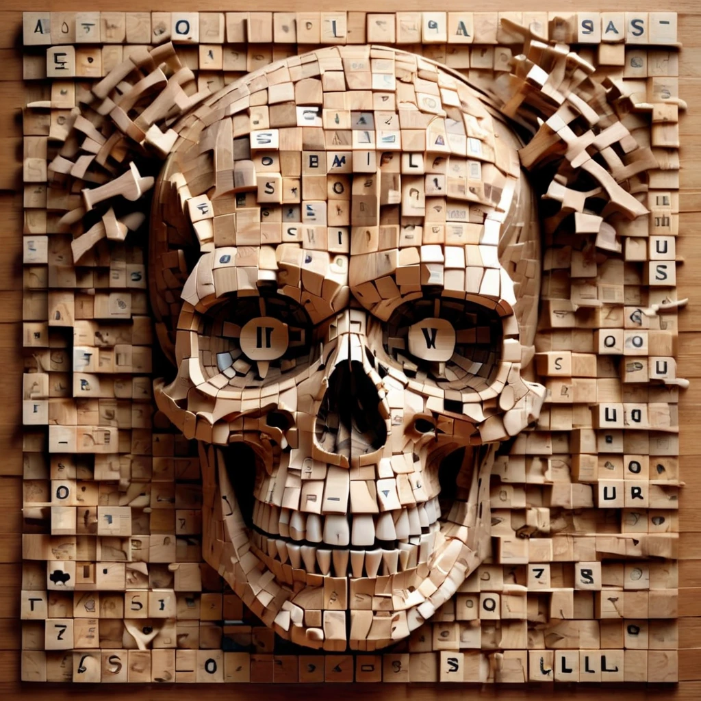 a skull made of scrabblestyle  <lora:scrabblestyleXL_LoRA:1>