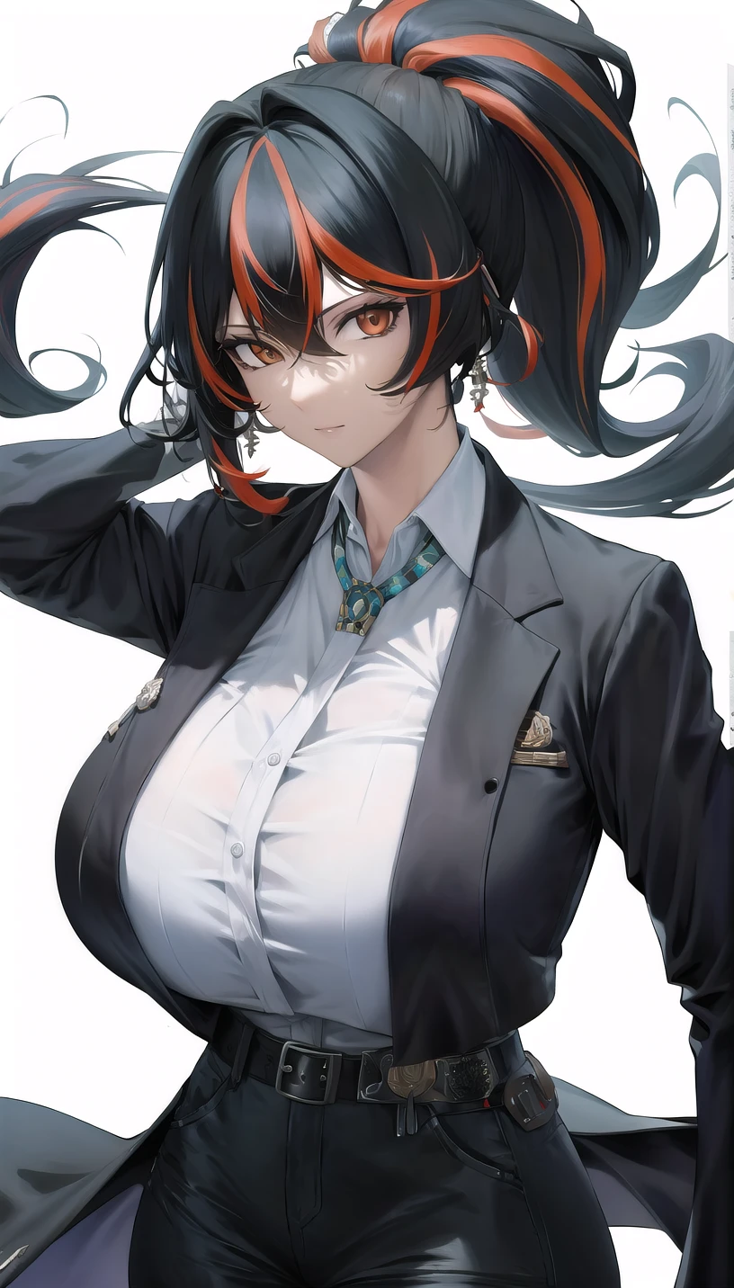 high ponytail, streaked hair, 
(formal:1.18),
(white background,simple background:1.18),
highres,official art,original,masterpiece,best quality,
(huge breasts),
<lora:zhuyuan2:0.8>