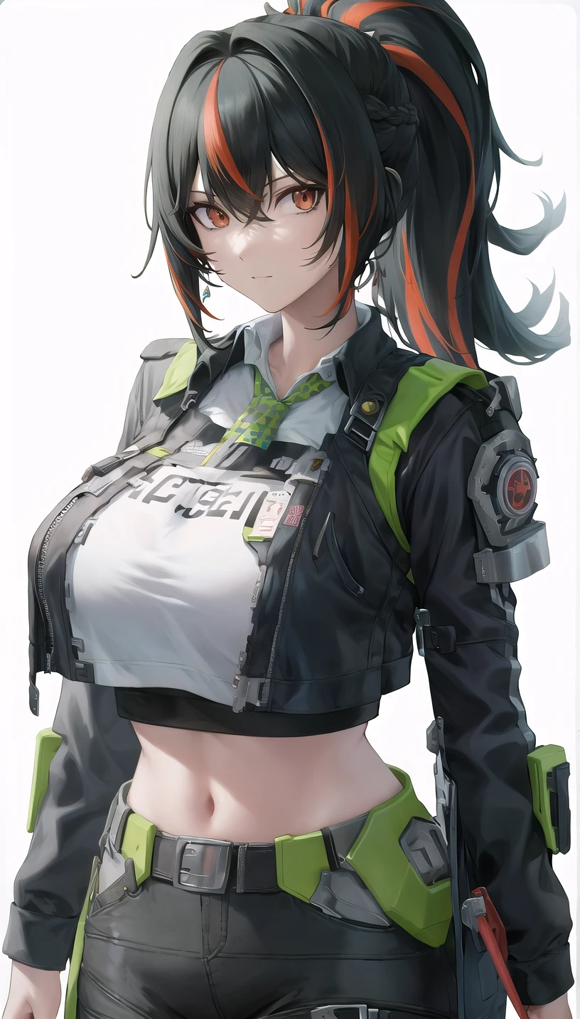 high ponytail, streaked hair, 
(crop top:1.18),
(white background,simple background:1.18),
highres,official art,original,masterpiece,best quality,
(huge breasts),
<lora:zhuyuan2:0.8>