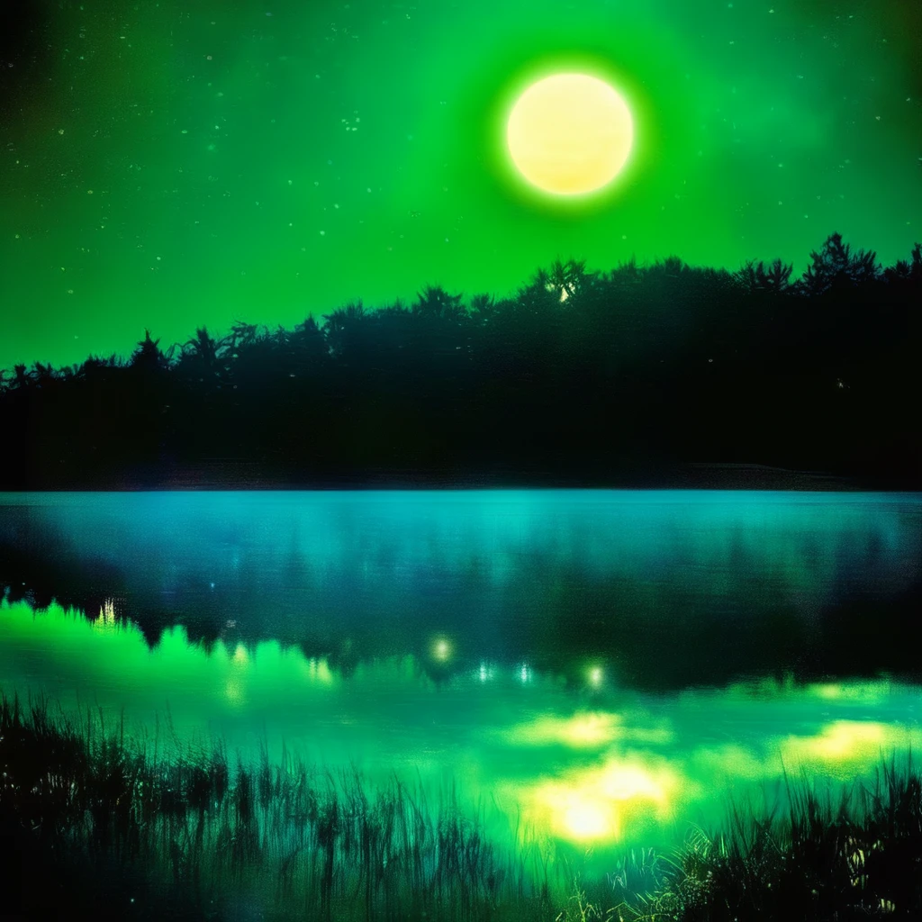 <lora:AborealNewNew:1>, HuemanAboreal2, Green Nature Night Photography Art