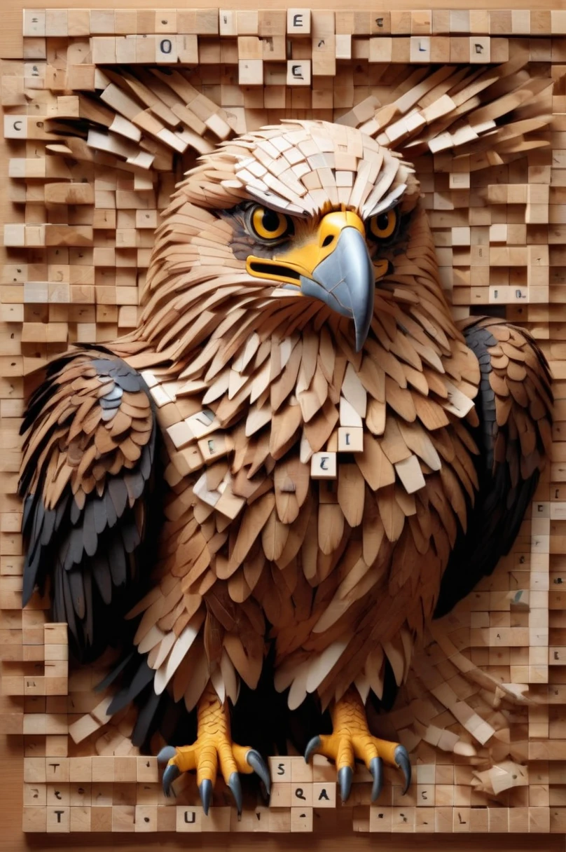 eagle made out of scrabblestyle  <lora:scrabblestyleXL_LoRA:1>