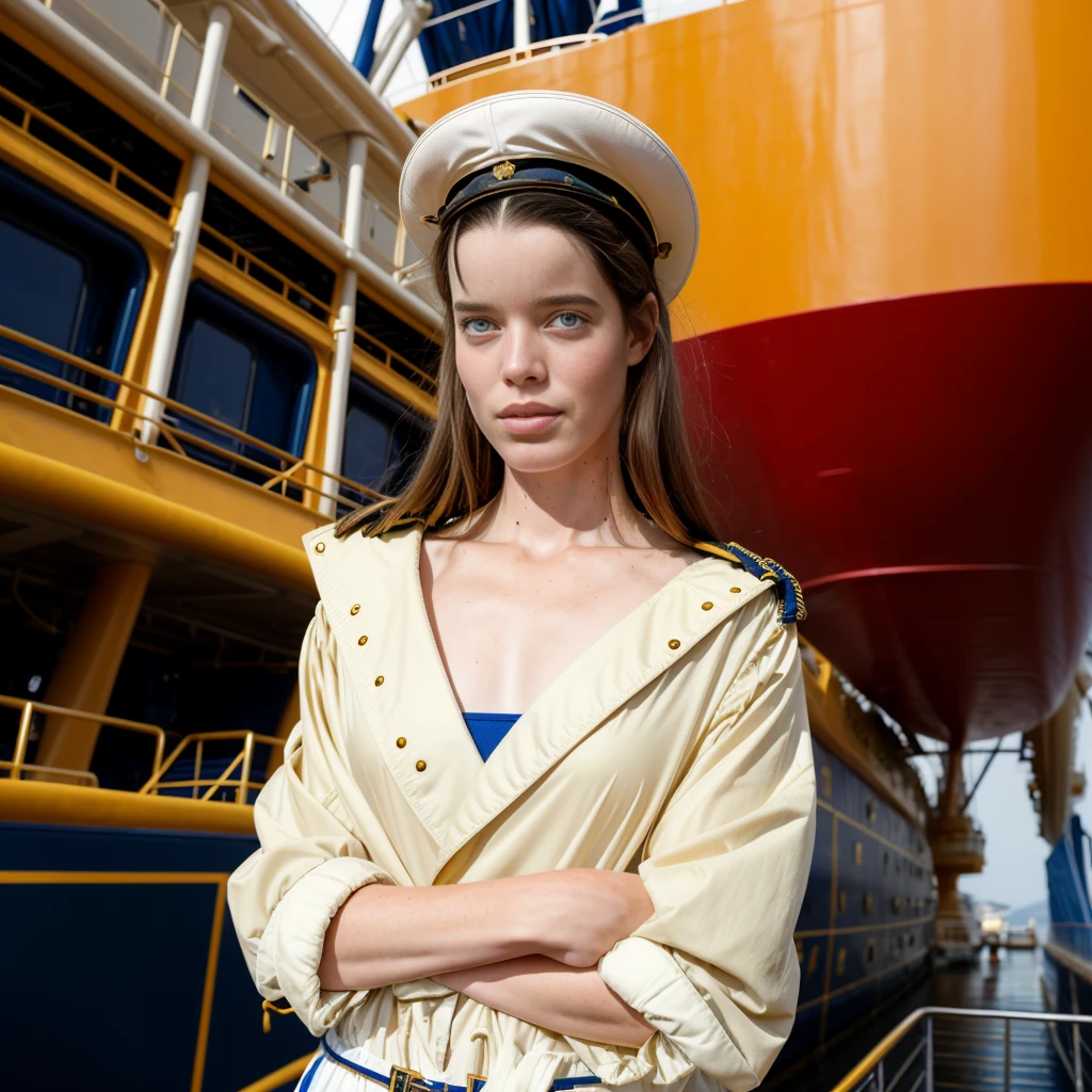 <lora:NatasjaDragic:1>  Natasja Dragic posing for a photo as a captain on a big ship , 4k, raw, fashion, masterpiece