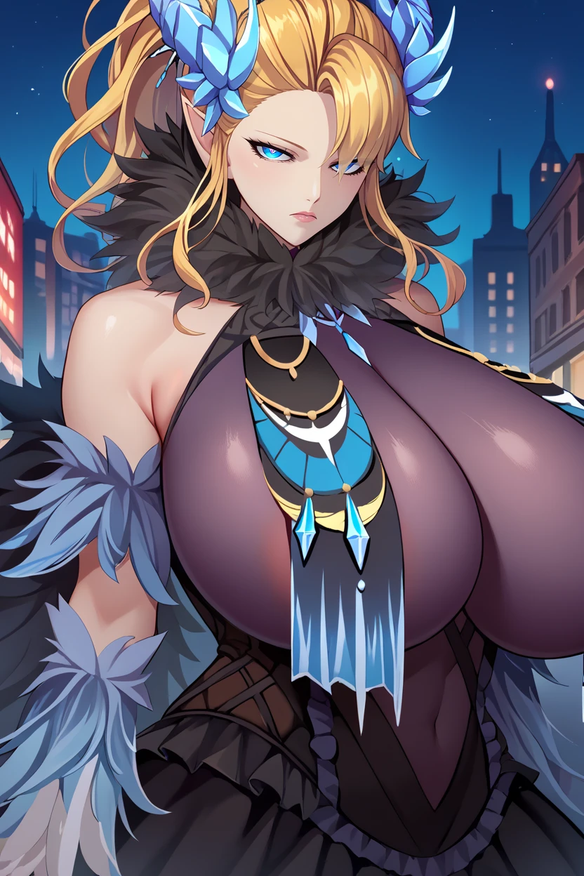 (1milf, solo), sitting, (sleeveless, wizard robe, wizard hat), embarrassing big smile, (masterpiece best quality), delicate illustration ultra-detailed, sagging gigantic huge breasts, (in ancient style store, counter desk, magical items), ((showing hairy armpit hair)), thick makeup, upper body only, sweating, hand behind head, stomach hair, bukkake cum, fantasy atmosphere, dark hair