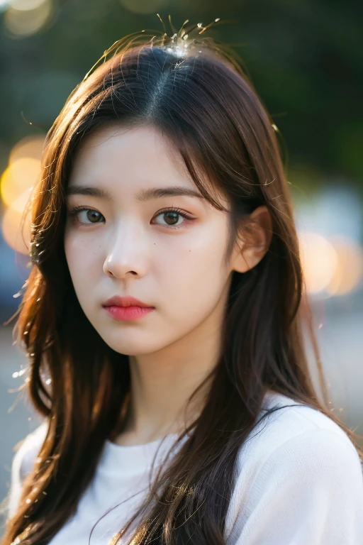 masterpiece, best quality, ultra-detailed, ultra high res, (photorealistic:1.4), raw photo, (realistic:0.2), 8k HDR, realistic lighting, 1girl, solo, asymmetrical hair, outdoors, bokeh, (detailed lips), (detailed pores), (detailed skin textures), (detailed face:1.2), (upper body:1.3), cardigans,