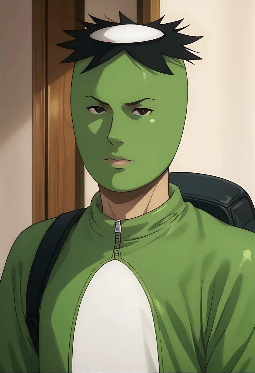 score_9, score_8_up, score_7_up, source_anime, rating_safe, Mayorkawa, 1boy, male focus, anime screencap, green kappa bodysuit,