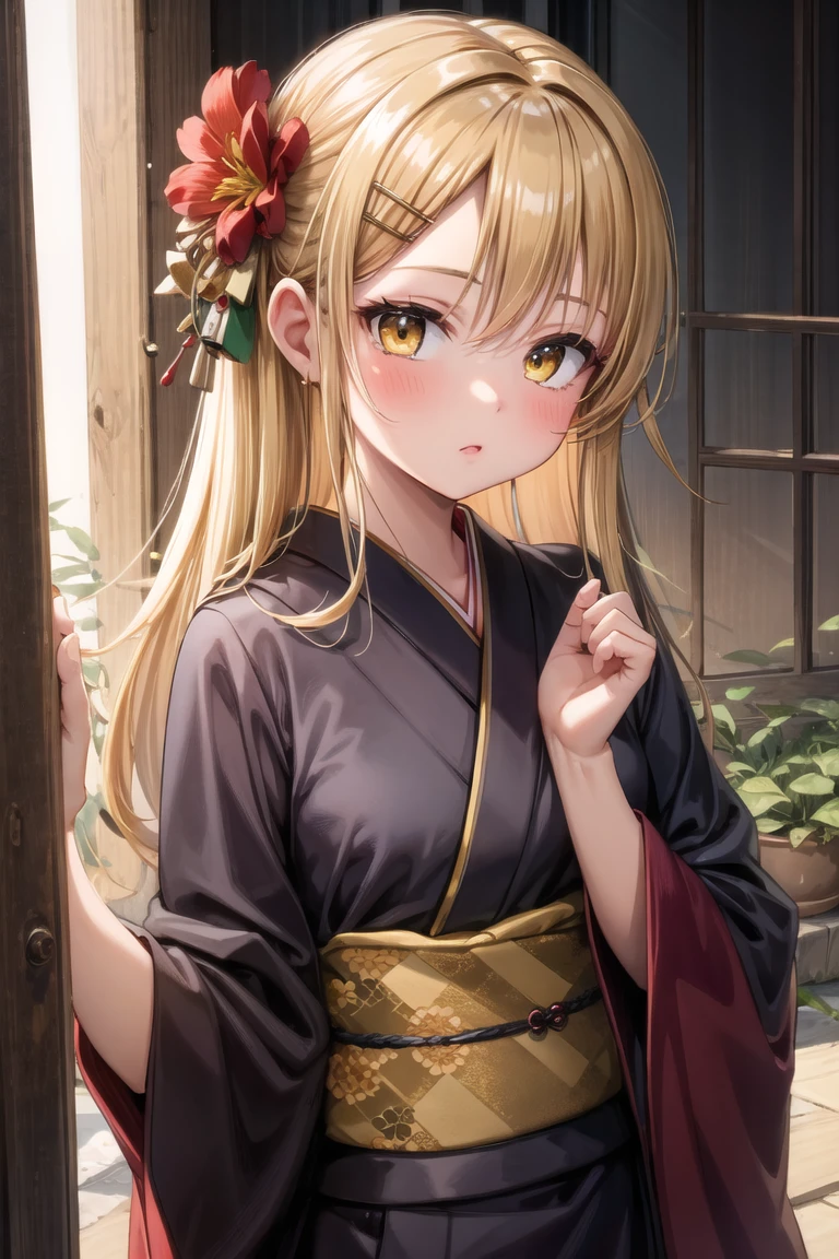 (best quality, masterpiece, RAW photo,ultra-detailed:1.2), 1girl, solo,
kimono, hair ornament, yellow eyes, blonde hair,
<lora:sakuraprin-10:0.7:lbw=ALL>