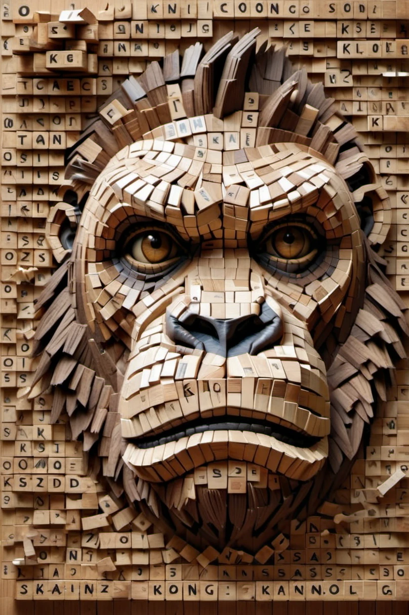 king kong made out of scrabblestyle  <lora:scrabblestyleXL_LoRA:1>