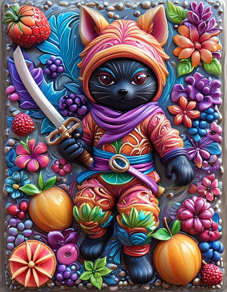 fruity ninja  <lora:novuschroma54 style:1> novuschroma54 style