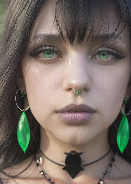 bruna,  gothic, green eyes, black long hair, jewelry, closed mouth, earrings, lips, portrait, close-up, realistic, nose, self shadows, perfect photo, photorealistic, masterpiece, analog photo, sony 50mm, intrincate datails<lora:bruna_linzmeyer_v1:1.0> <lora:gothic_v1:0.5>