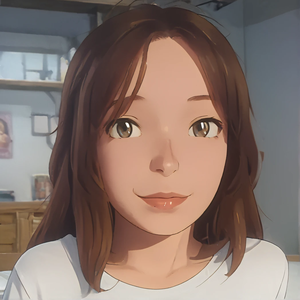 1girl, looking at the camera, highly detailed Medium Brown hair, 
highly detailed eyes, wearing a tshirt, highly detailed, best quality, (UHD, 8K, ultra detailed, 
highly detailed, best quality, large soft breasts, soft smile, best aesthetic, high detail, amazing detail, masterful, work of a master), your name, anime style, anime, illustration,
