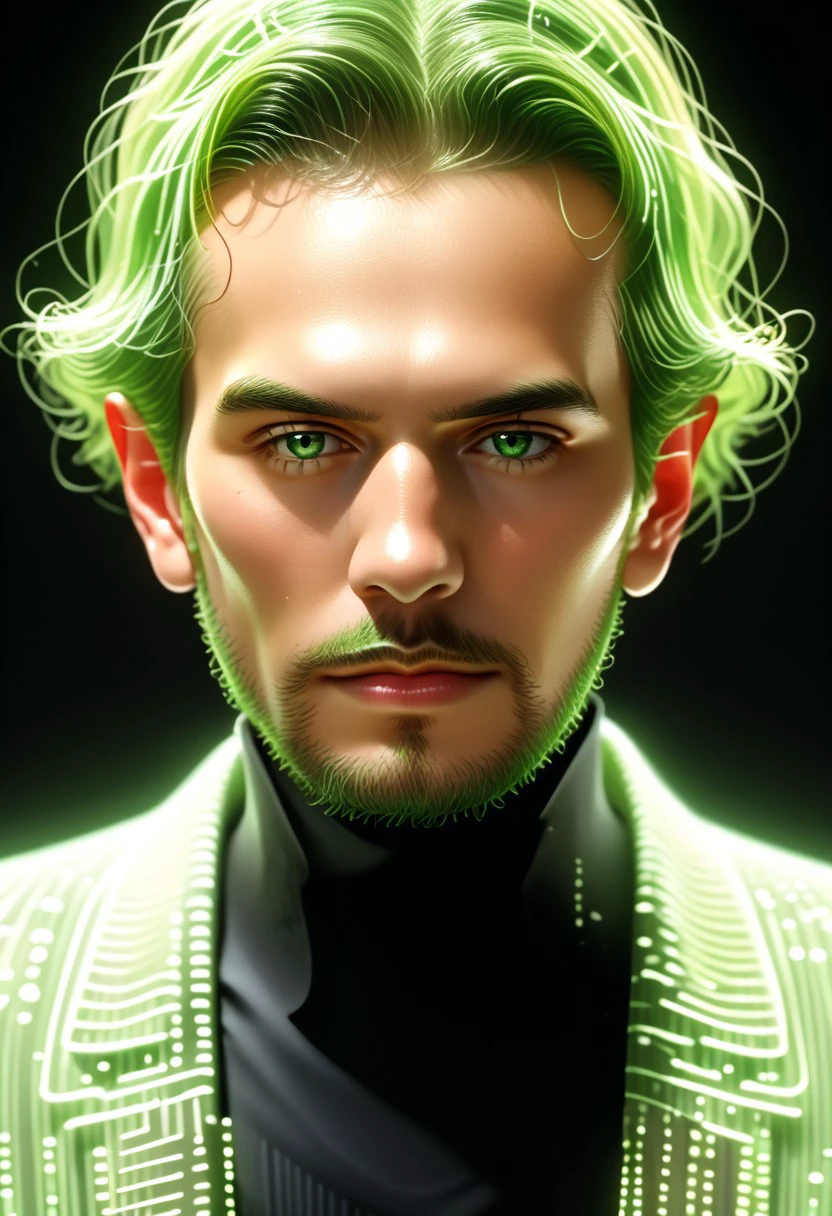 score_9, score_8_up, score_7_up, score_6_up, derpibooru_p_95, source_anime, very aesthetic, anime screencap, anime coloring,
codeandigital, solo, 1boy, male focus, glowing, facial hair, black background, beard, green theme, digital world, digital, science fiction, subnet, digital space, cyberpunk, matrix, matrix codes, modelling, neo, long hair, old man, made by codes