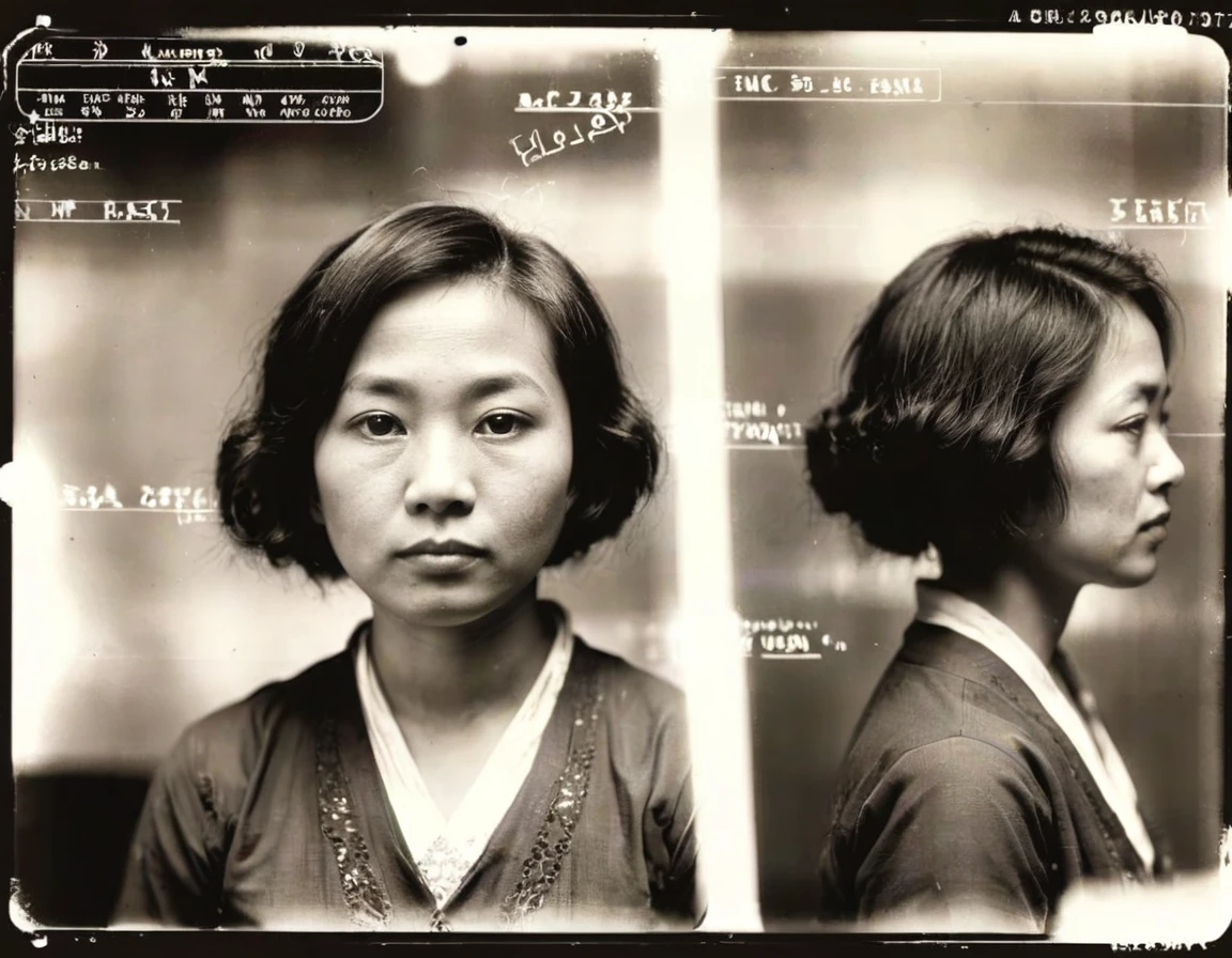 1920smugshot, 1920s mugshot of an asian woman, <lora:SDXL_1920smugshots_LoRA_v2:1>