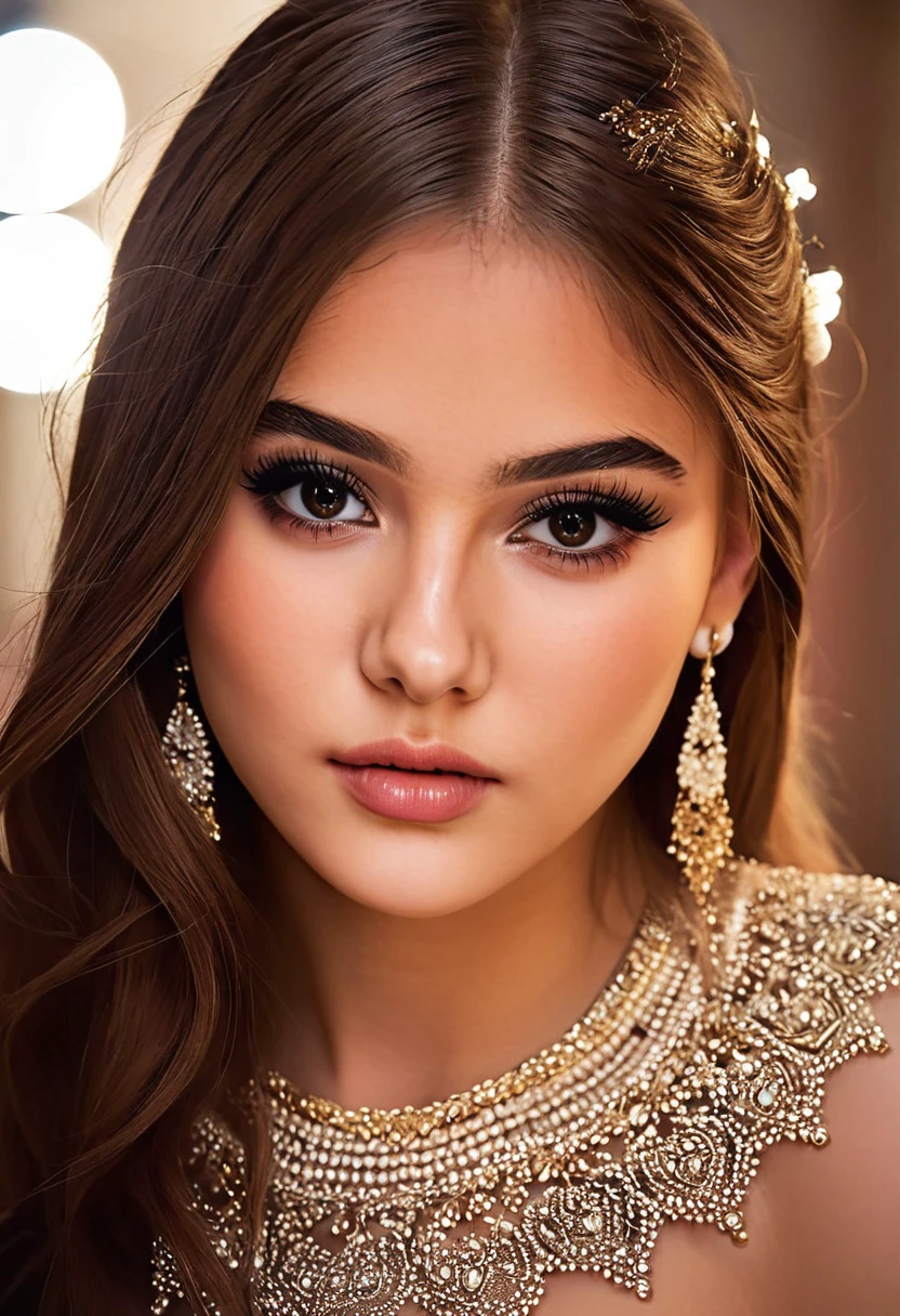 Daneliya, 18 year old, portrait, eyeliner, makeup, upper body, 8k, extremely detailed face