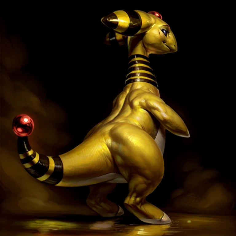 feral, ampharos, <lora:ampharos-11>, standing, bipedal_feral, side_viewBREAKby killioma, <lora:more_details>