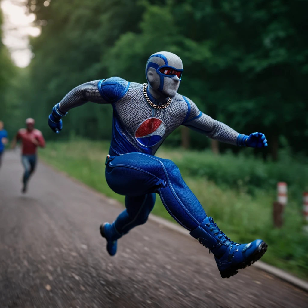 cinematic film still of  <lora:detailed_notrigger:0.3>
 <lora:Pepsiman:1.1>
Pepsiman running fast
, shallow depth of field, vignette, highly detailed, high budget, bokeh, cinemascope, moody, epic, gorgeous, film grain, grainy