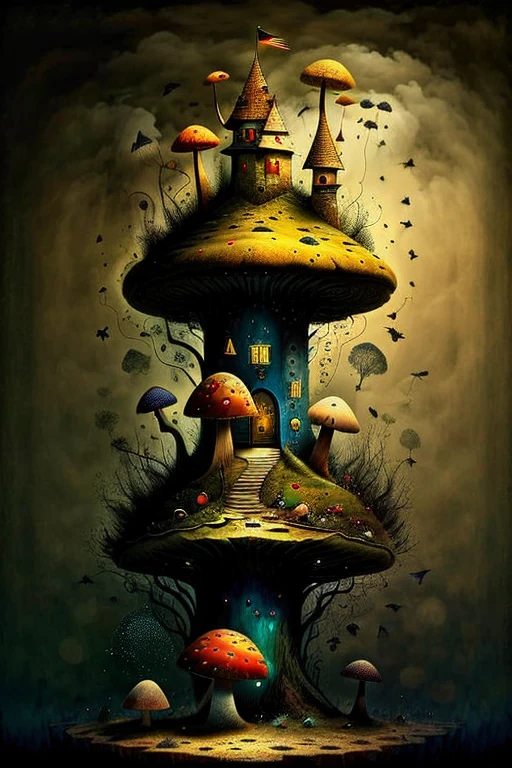 Perfect color penicil watercolor image, fantastic magical animal, mushroom land, smooth transitions from one object to another object, 10k high resolution, ink drips, Perfect skin, perfect hands, sss, high quality macro photo, darksurrealism, darksurrealismai, colorfulsurrealismai, (fantastic magical animal:1.5) <lora:darksurrealismai_V10:0.2>  <lora:Gurat_Style:0.8> <lora:Dark Kawaii - drkkaw 1.5_epoch_5:0.3>